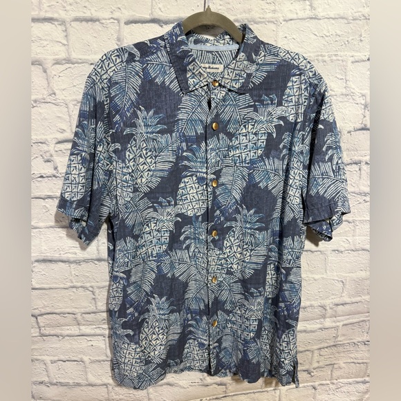 Tommy Bahama Other - Tommy Bahama Silk Blend Hawaiian Pineapple Shirt, Blue Aloha Mens, Size Large